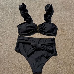 Sporlike, Black, 2-piece, Swimsuit, Size Large